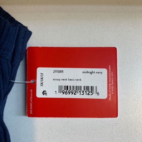 Spanx Tank Top Womens 3X Plus Navy Scoop Neck Ribbed Knit Stretch Sleeveless - Picture 10 of 14